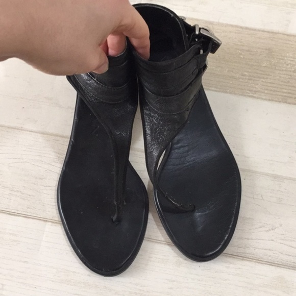 Zara leather string buckles black sandals - Picture 3 of 5